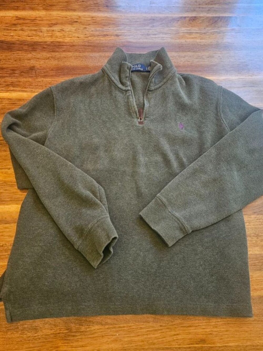Share Polo Ralph Lauren Mens Quarter Zip Sweater Size Large Long Sleeve Green/